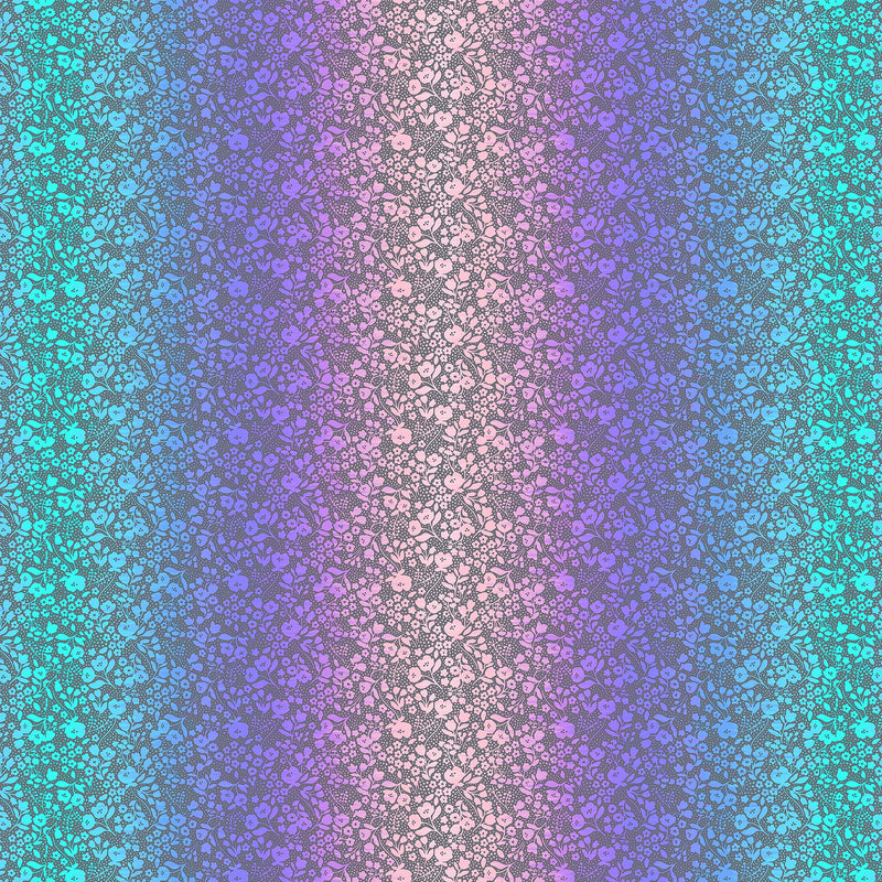 Shade Garden Quilt Fabric - Floral Ombre in Hydrangea Mix (Blue/Purple/Pink) - 6939-92