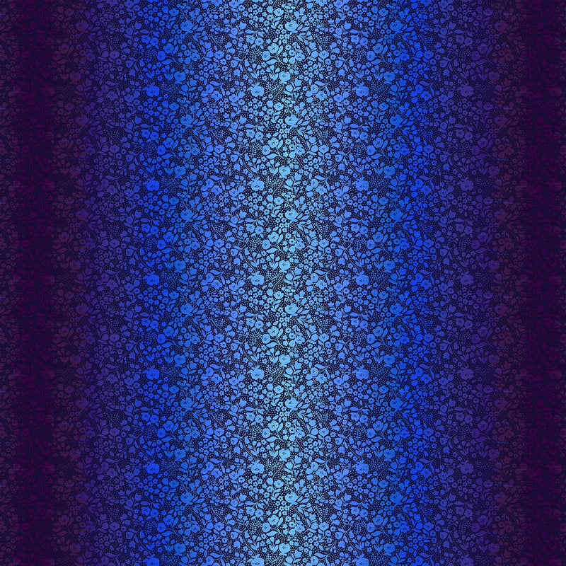 Shade Garden Quilt Fabric - Floral Ombre in Wild Indigo (Purple/Blue) - 6939-71