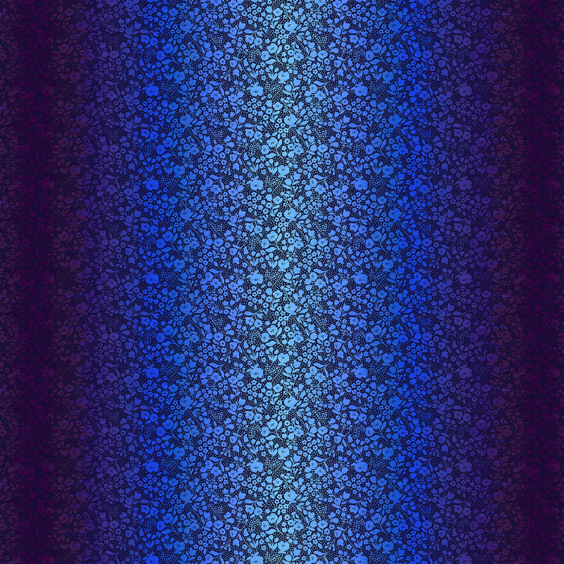 Shade Garden Quilt Fabric - Floral Ombre in Wild Indigo (Purple/Blue) - 6939-71