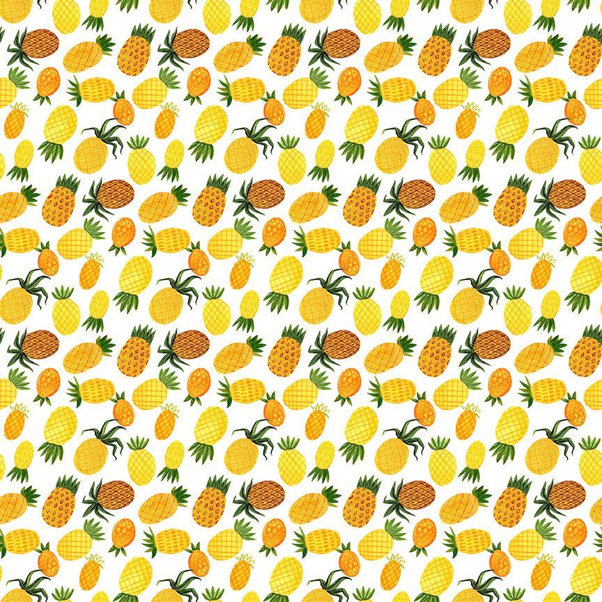 Sidestroke Boogie Quilt Fabric - Pineapples in White - STELLA-DMB2417  White