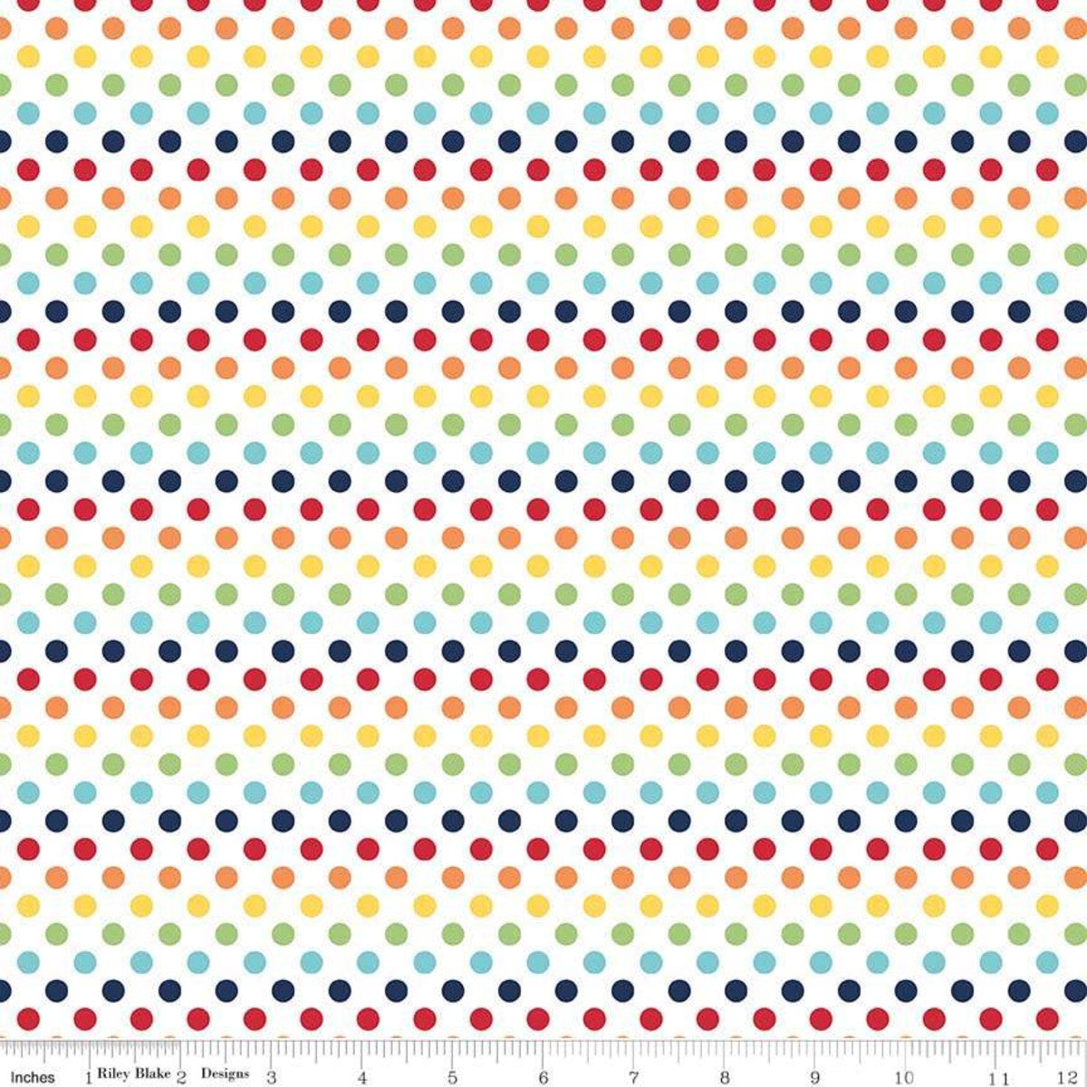 Small Dots Quilt Fabric - Rainbow - C350-01 RAINBOW
