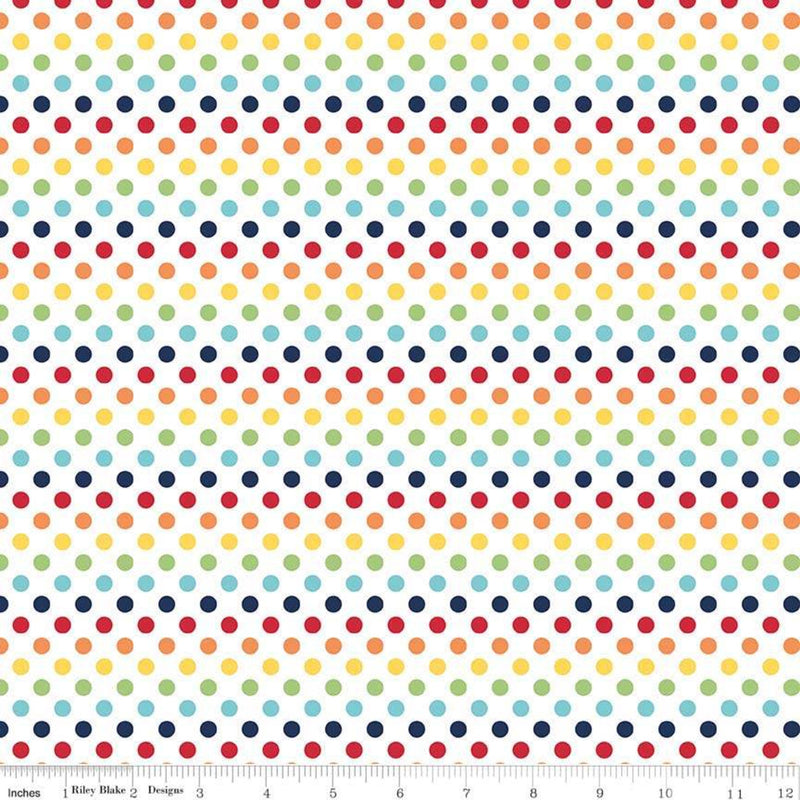 Small Dots Quilt Fabric - Rainbow - C350-01 RAINBOW