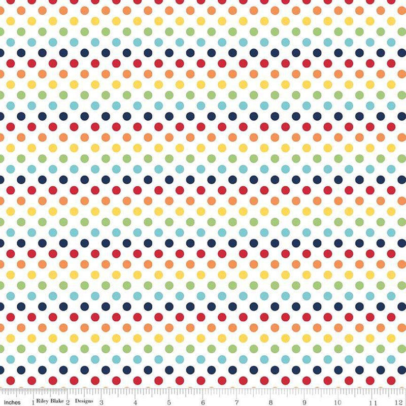 Small Dots Quilt Fabric - Rainbow - C350-01 RAINBOW
