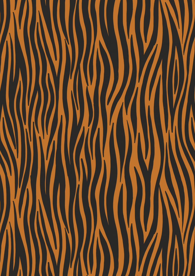 Small Things Wild Animals Quilt Fabric - Tiger Print in Orange/Black - A701