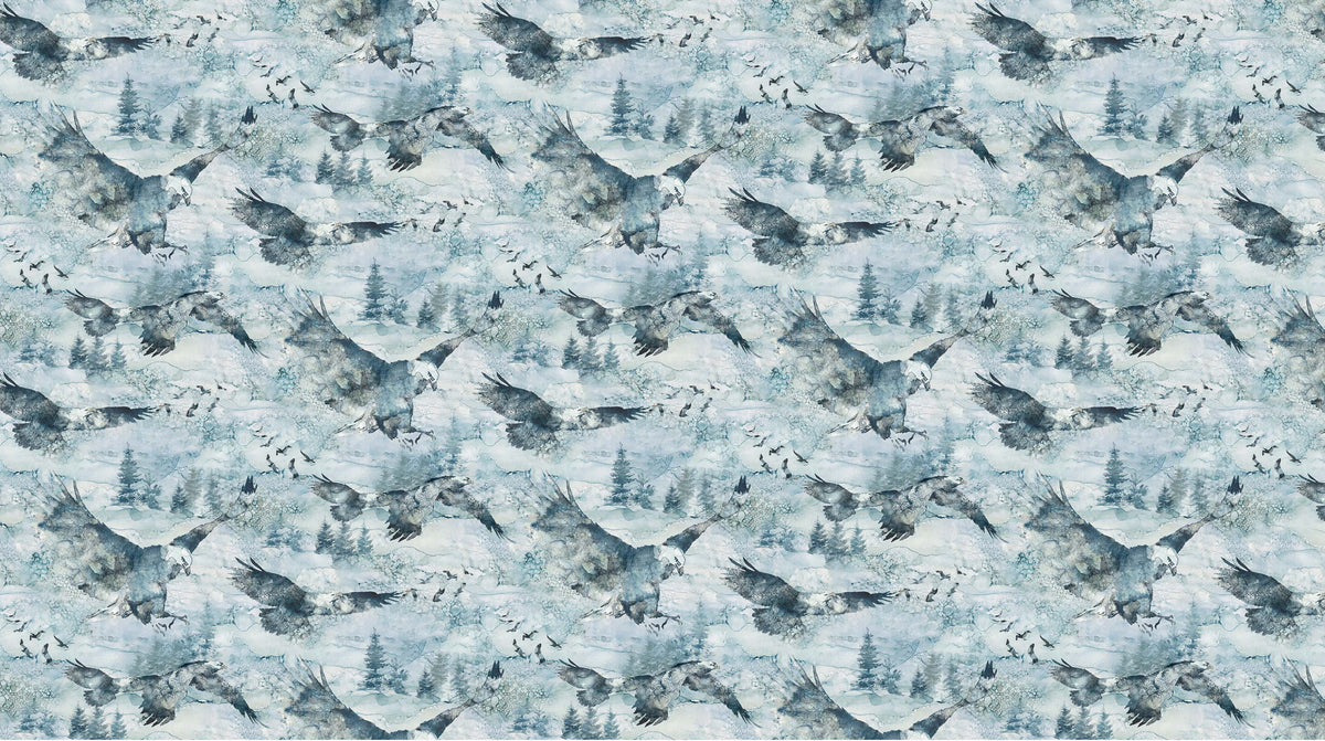 Soar Quilt Fabric - Eagles in Moody Blues - DP24583-42