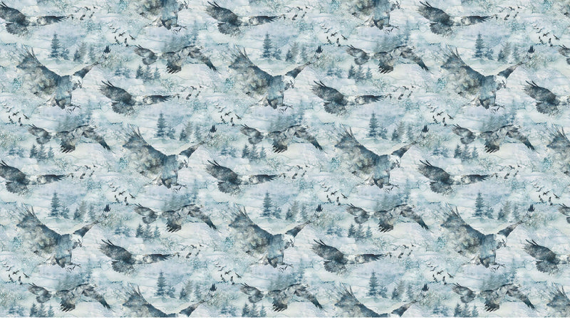 Soar Quilt Fabric - Eagles in Moody Blues - DP24583-42