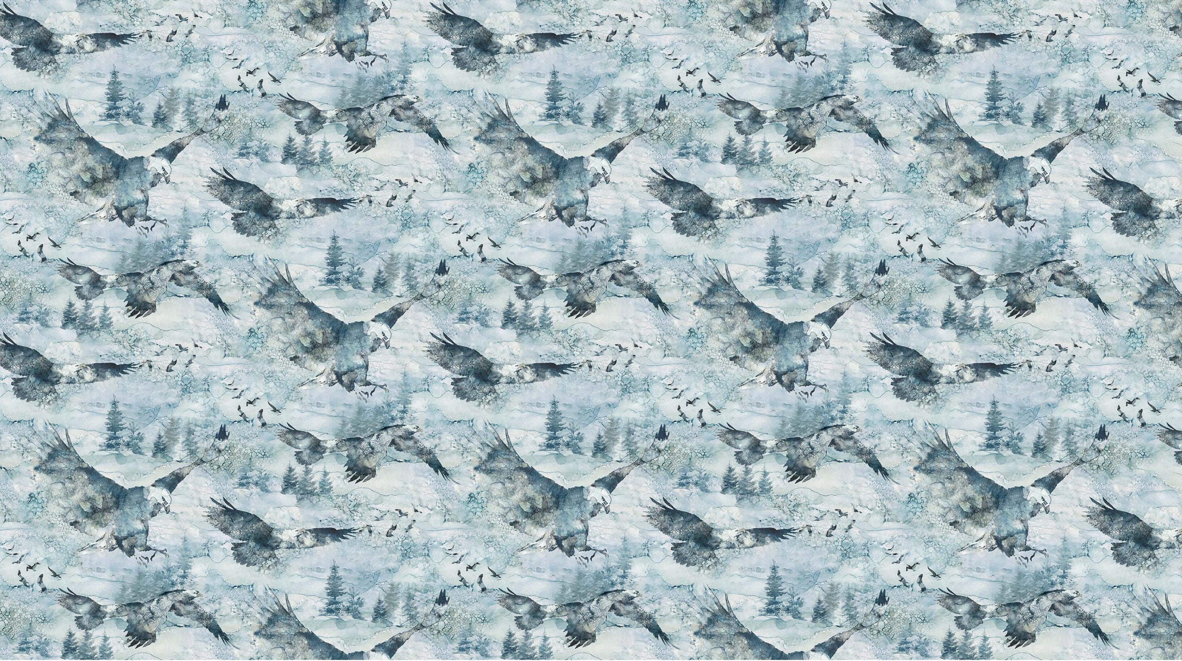 Soar Quilt Fabric - Eagles in Moody Blues - DP24583-42