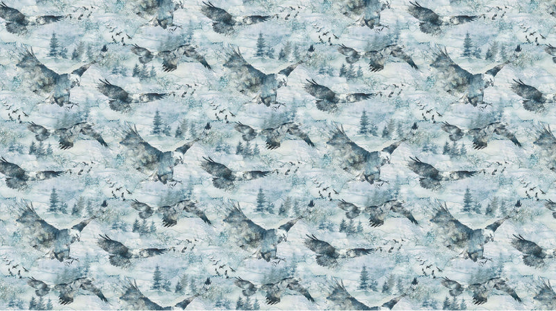 Soar Quilt Fabric - Eagles in Moody Blues - DP24583-42
