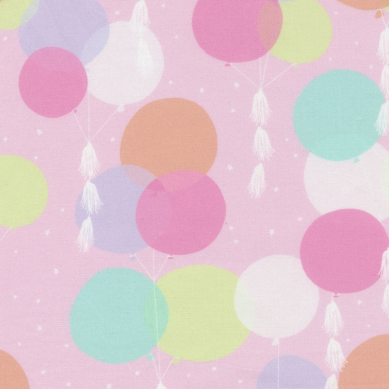 Soiree Quilt Fabric - Jumbo Balloons in Cotton Candy Pink/Multi - 13372 14