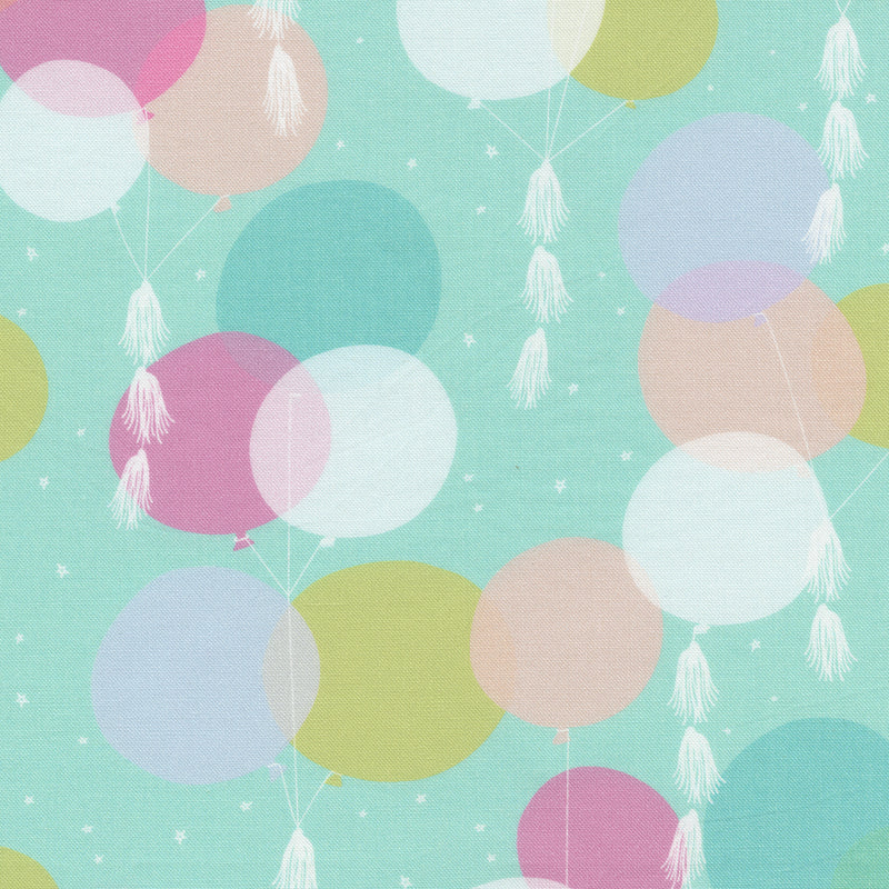 Soiree Quilt Fabric - Jumbo Balloons in Splash Aqua/Multi - 13372 20
