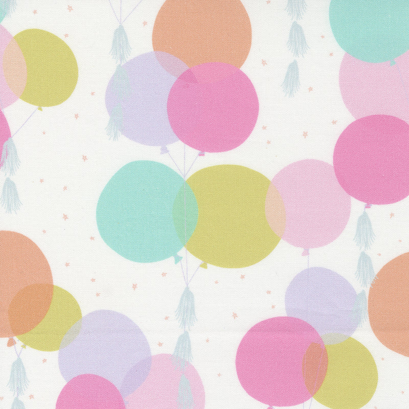 Soiree Quilt Fabric - Jumbo Balloons in Vanilla White/Multi - 13372 11