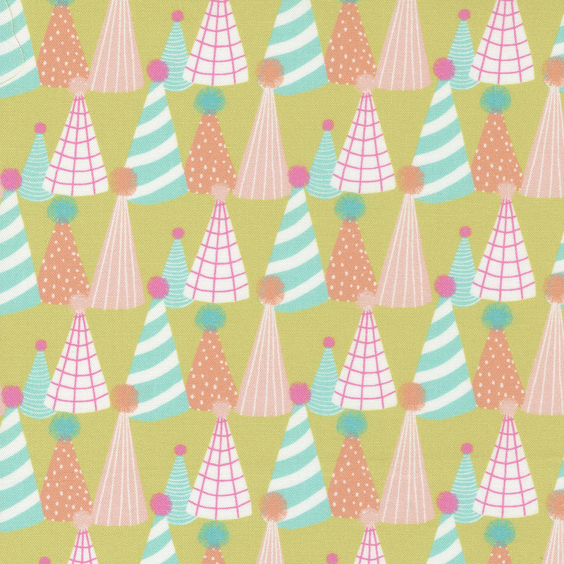 Soiree Quilt Fabric - Paper Hats in Lime Green/Multi - 13375 22