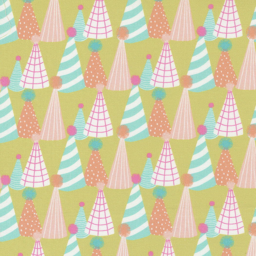 Soiree Quilt Fabric - Paper Hats in Lime Green/Multi - 13375 22