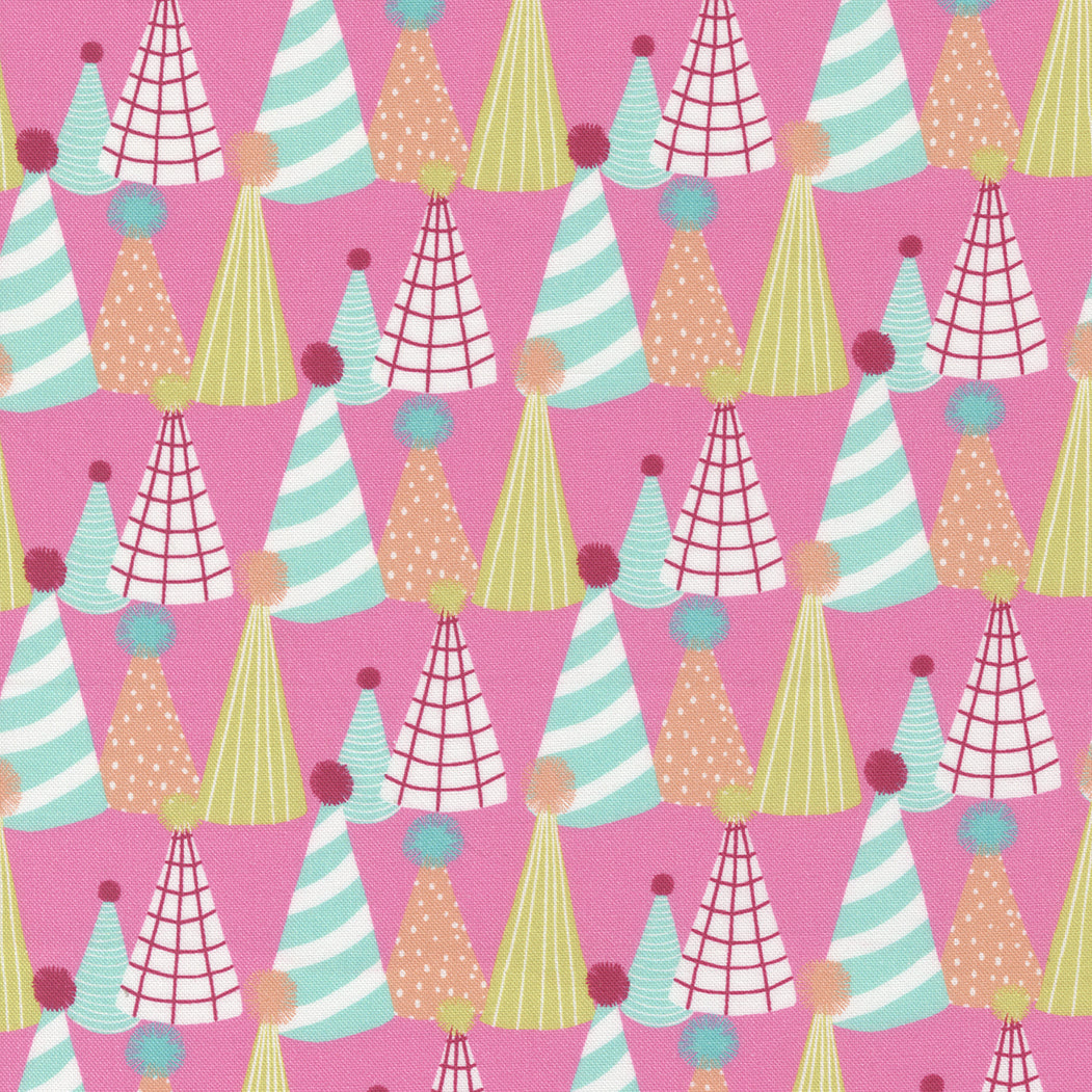 Soiree Quilt Fabric - Paper Hats in Strawberry Pink/Multi - 13375 15