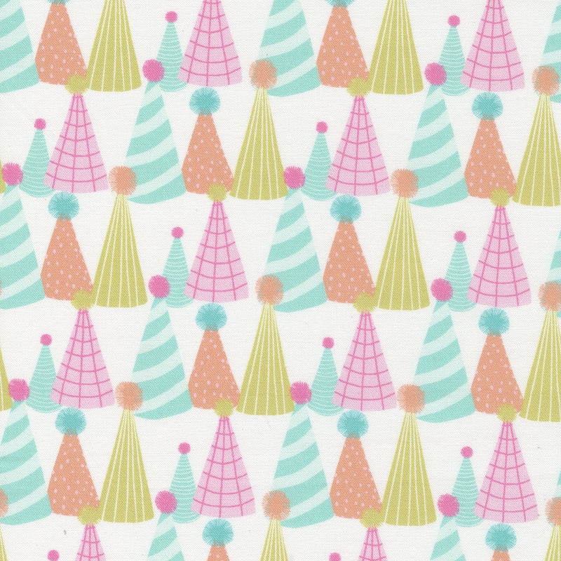 Soiree Quilt Fabric - Paper Hats in Vanilla White/Multi - 13375 11