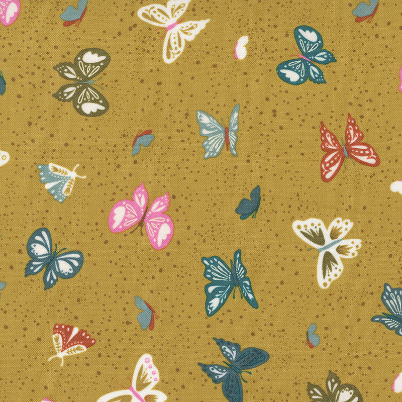Songbook - A New Page Quilt Fabric - Flutter By Butterflies in Bronze Gold/Multi - 45553 16
