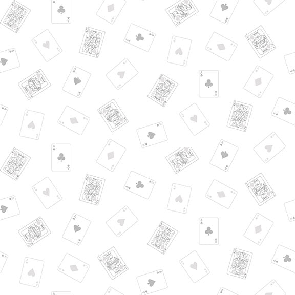 Spaced Out Quilt Fabric - Playing Cards in Light Gray - 6264-09
