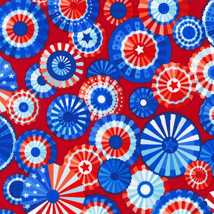 Spangled Quilt Fabric - Paper Fans in Crimson - WELM-21217-91 CRIMSON