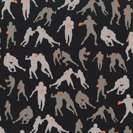 Sports Life 5 Quilt Fabric - Football Silhouettes in Black - SRKD-19143-2