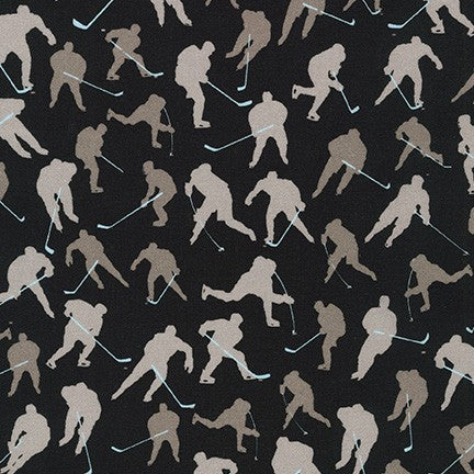 Sports Life 5 Quilt Fabric - Hockey Silhouettes in Black - SRKD-19147-2