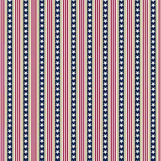 Stars and Stripes Quilt Fabric - Stars and Stripes in Cream - A-566-L