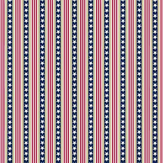 Stars and Stripes Quilt Fabric - Stars and Stripes in Cream - A-566-L