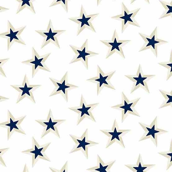 Stars and Stripes Quilt Fabric - Tossed Stars in Cream - A-563-L