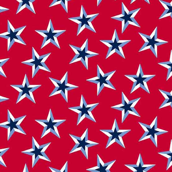 Stars and Stripes Quilt Fabric - Tossed Stars in Red - A-563-R