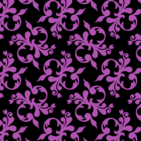 Steampunk Stitchery Quilt Fabric - Scroll in Black/Purple - 1649 29398 J