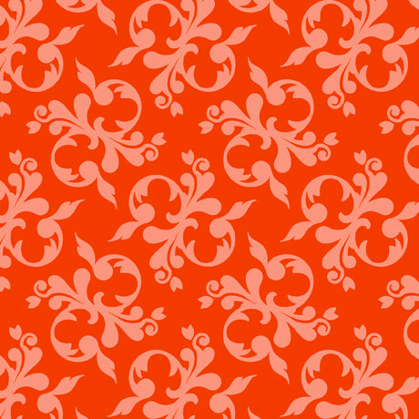 Steampunk Stitchery Quilt Fabric - Scroll in Red/Orange - 1649 29398 R