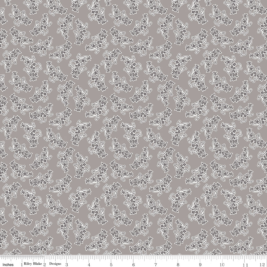 Stitch Quilt Fabric by Lori Holt - Stitch Bouquet in Gray - C10924-GRAY