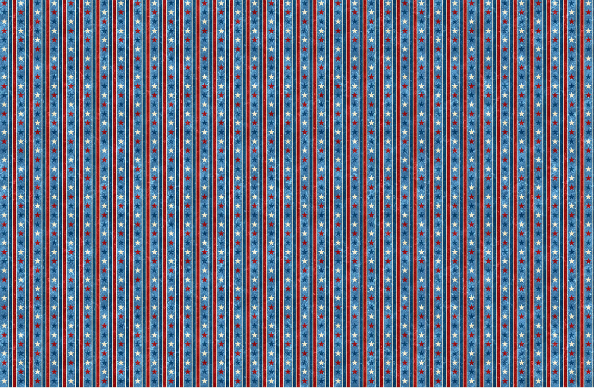 Stonehenge Stars and Stripes Quilt Fabric - Star Stripe in Blue/Multi - 24287-44