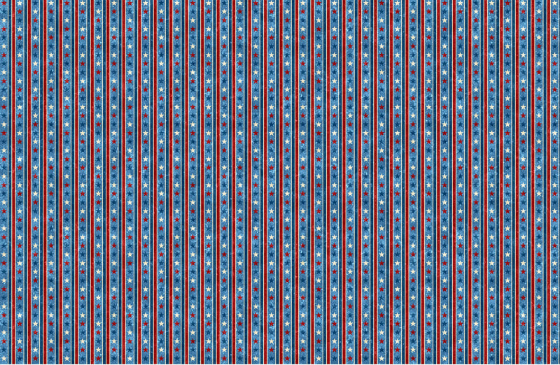 Stonehenge Stars and Stripes Quilt Fabric - Star Stripe in Blue/Multi - 24287-44