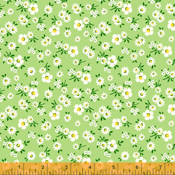 Sugarcube Quilt Fabric - Falling Daisies in Green - 52741-5