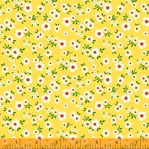 Sugarcube Quilt Fabric - Falling Daisies in Yellow - 52741-2