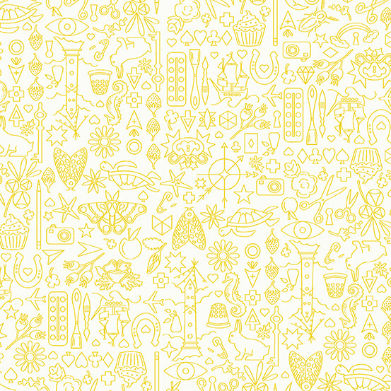 Sun Print Luminance Quilt Fabric by Alison Glass - Collection in Sunflower Yellow/White - A-9036-L1