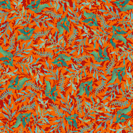 Sun and Sea Quilt Fabric - Leaf Toss in Orange - 1649-28679-O