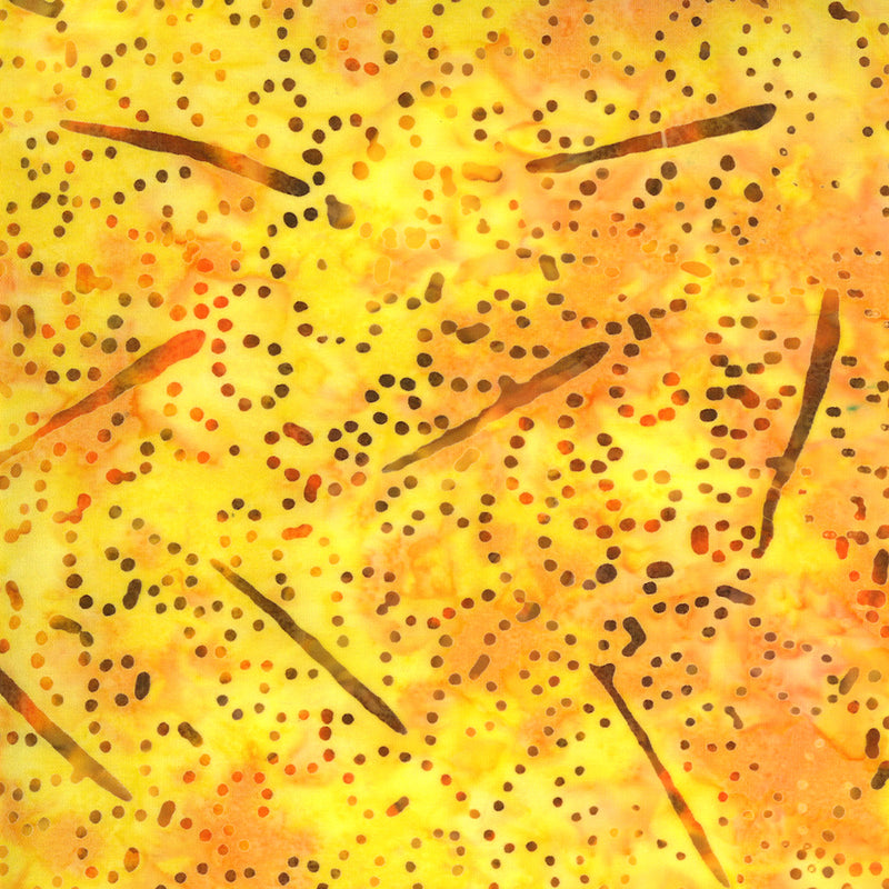 Sunny Day Batik Quilt Fabric - Dotted Branches in Sunshine Yellow/Orange - 4358 13