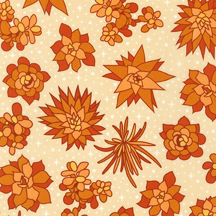 Sunroom Quilt Fabric - Succulents and Dots in Light Parfait Orange - AZH-20499-417  LT. PARFAIT