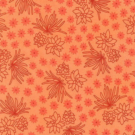 Sunroom Quilt Fabric - Succulents and Flowers in Canteloupe Orange - AZH-20501-381  CANTALOUPE