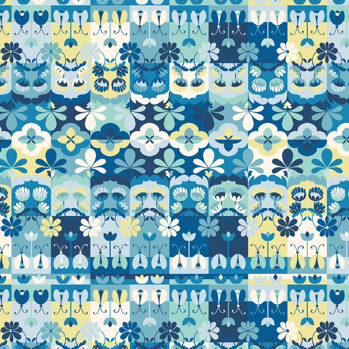 Swan Paraíso Quilt Fabric - Wonder Tiles in Sky Blue - RJ4203-SK1