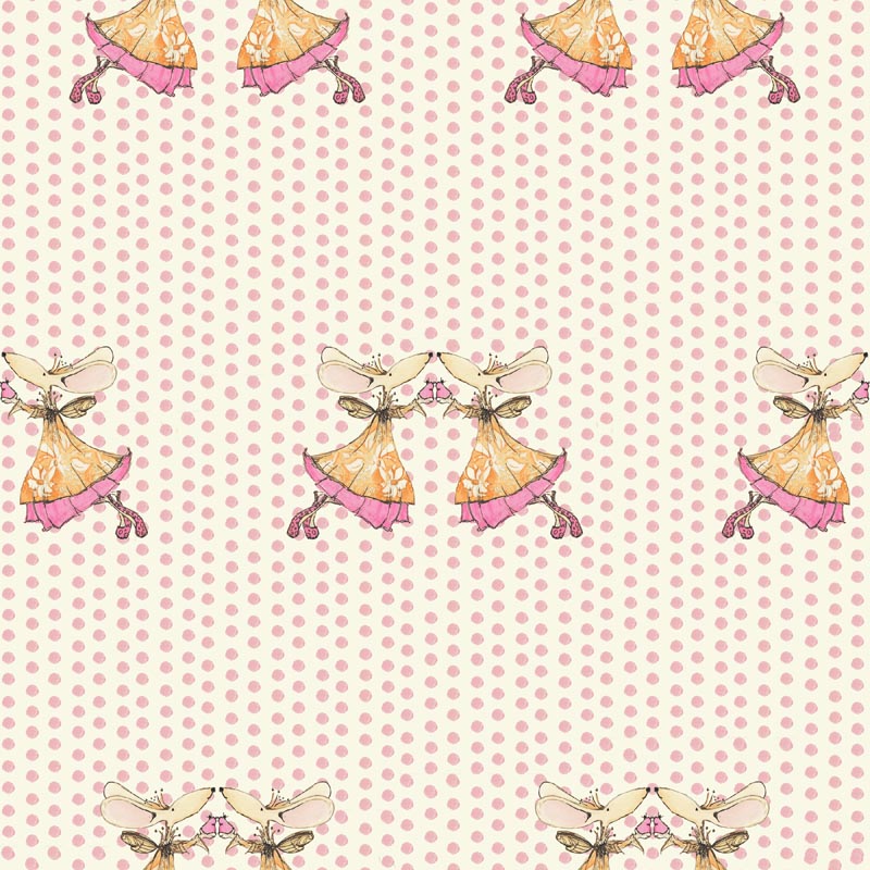 Sweet Baby Quilt Fabric - Bunny Fairies in Coral - RBS-CP2402/33