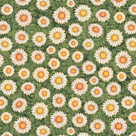 Sweet as Honey Quilt Fabric - Daisy Toss in Green - 1649 29447 G