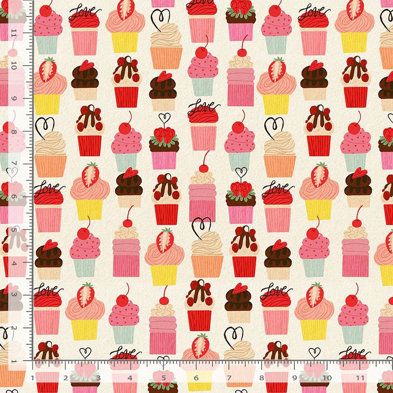 Sweet on You Quilt Fabric - Cupcakes in Cream - STELLA-DFG2366 CREAM