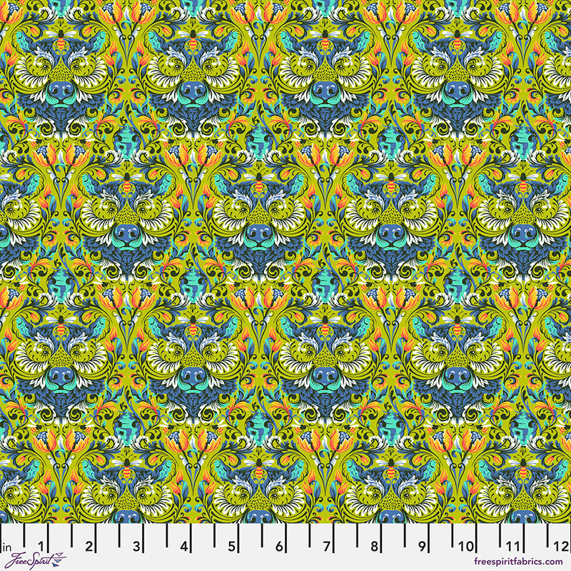 Tiny Beasts Quilt Fabric by Tula Pink - Bear with Me in Glow Green - PWTP180.GLOW