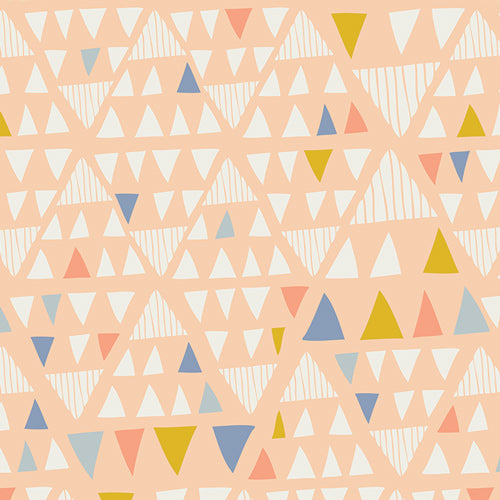 Tule Quilt Fabric - Mojave Triangles in Opaque Peach/Multi - TL-40024