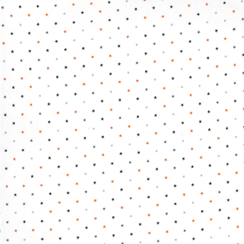 Twinkle Quilt Fabric - Stars in Ghost Black/Orange on White - 24106 11
