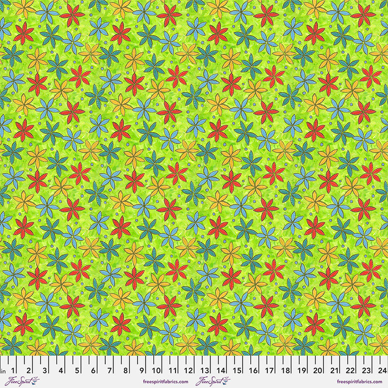 Up, Up and Away Quilt Fabric - Paper Flowers in Green/Multi  - PWSP044.GREEN