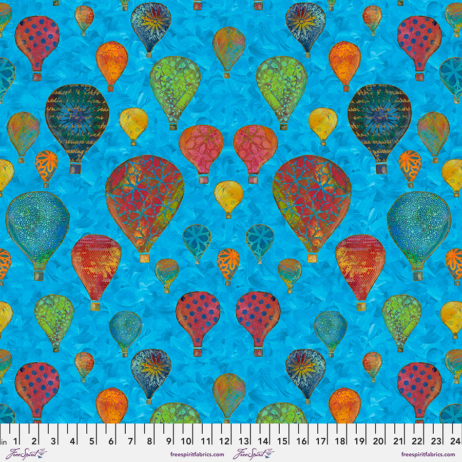 Up, Up and Away Quilt Fabric - Up Up & Away Small Balloons in Blue/Multi  - PWSP046.BLUE