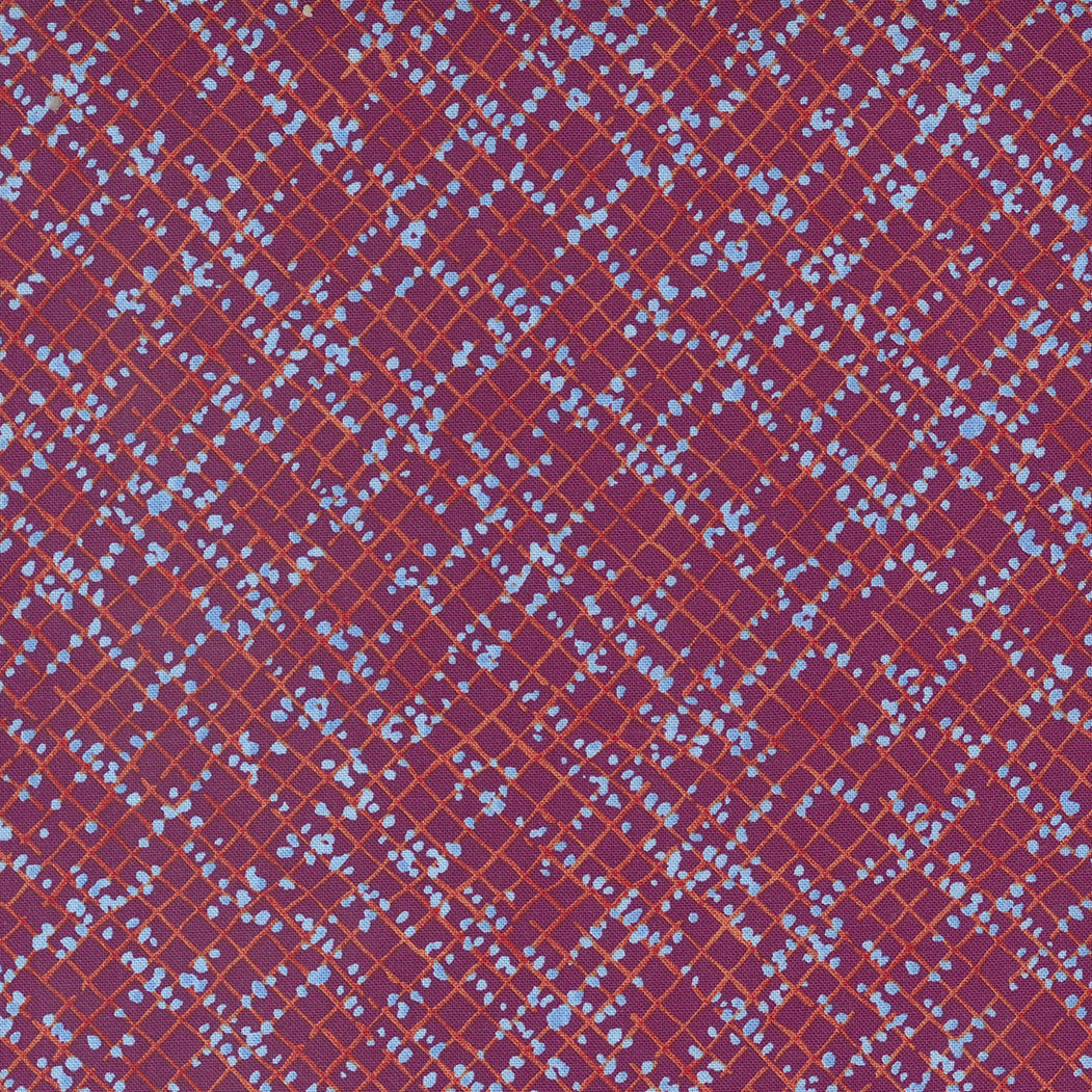 Wild Blossoms Quilt Fabric - Blotted Plaid in Berry Burgundy - 48737 22
